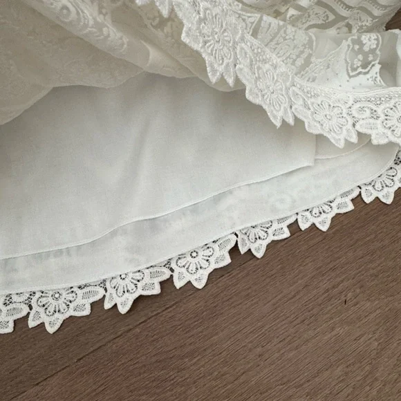 FARM Rio Anthropologie White Lace Midi Skirt - Picture 8 of 11